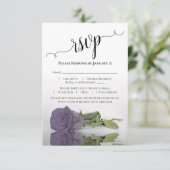 美しい反射ほこりっぽい紫のバラ結婚ズ 出欠カード (スタンド正面)