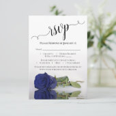 美しい反射ダークネイビーブルーバラ結婚ズ 出欠カード (スタンド正面)