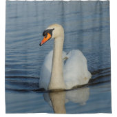 美しい口のきけない白鳥が近づく シャワーカーテン (正面)