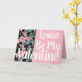 美しい古いピンクのバラは私のバレンタインカード カード (黄色い花)