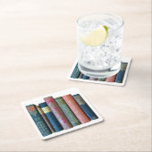 美しい古いヴィンテージ書、本のスパイン スクエアペーパーコースター (インサイチュ)