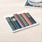 美しい古いヴィンテージ書、本のスパイン スクエアペーパーコースター (アングル)