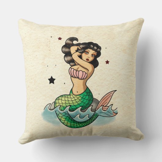 美しい古い学校の人魚 クッション (裏面)