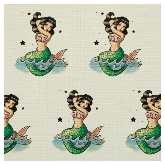 美しい古い学校の人魚 ファブリック (見本)