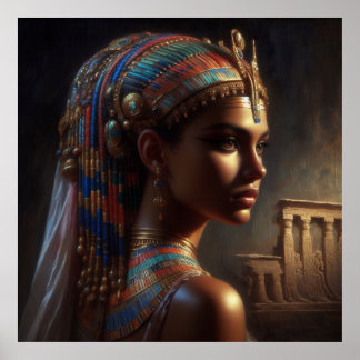 美しい古代エジプトの女王ポートレート ポスター