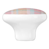 美しい可愛い色ピンクと青の格子模様のタータンチェック セラミックノブ (側面)