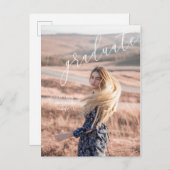 美しい台本の写真の卒業発表 案内ポストカード (正面/裏面)