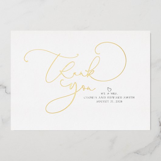 美しい台本の御夫妻に感謝結婚する 箔招待状 (正面)
