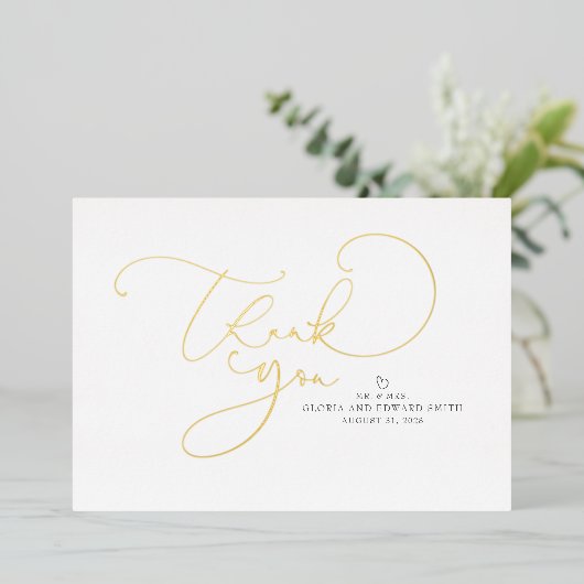 美しい台本の御夫妻に感謝結婚する 箔招待状 (立ち正面)