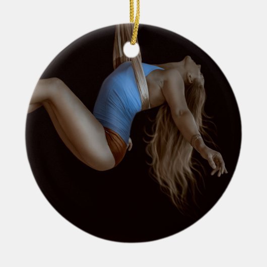 美しい吊り下げ絹のパフォーマー セラミックオーナメント (正面)