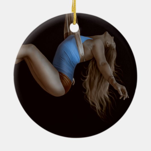 美しい吊り下げ絹のパフォーマー セラミックオーナメント (裏面)