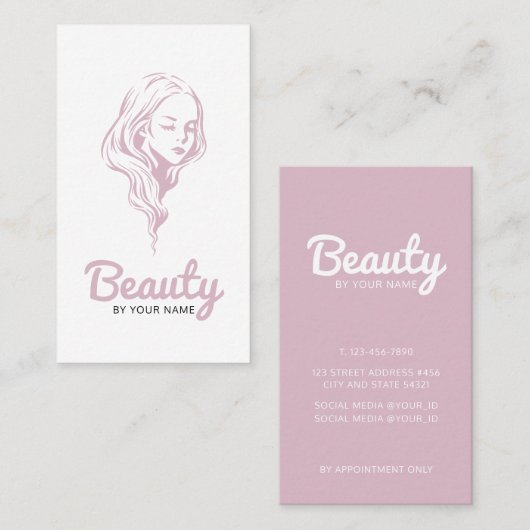 美しい名刺ウィズガール顔 名刺 (正面/裏面)