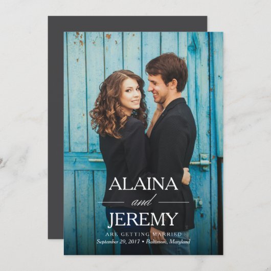 美しい名前の発表 - 結婚式の日程を保存しよう セーブザデート (正面/裏面)