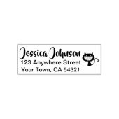 美しい名前をカスタムする差出人住所笑顔の猫 セルフインキングスタンプ (デザイン)