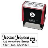 美しい名前をカスタムする差出人住所笑顔の猫 セルフインキングスタンプ (インサイチュ)