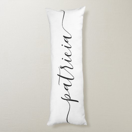美しい名前ホワイトブラックスクリプトリバーシブル ボディピロー (裏面 (縦))