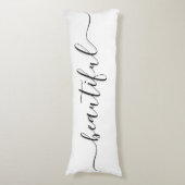 美しい名前ホワイトブラックスクリプトリバーシブル ボディピロー (正面縦)