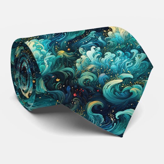 美しい和風の雲浮世絵 ネクタイ (ロール)