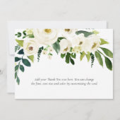 美しい咲く白いフローラエレガントな結婚式 サンキューカード (裏面)