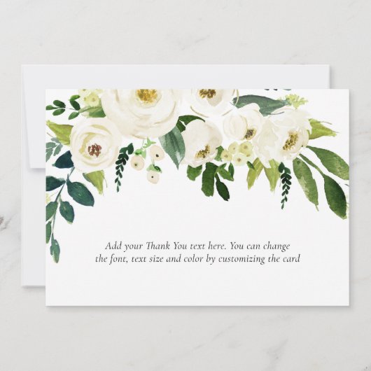 美しい咲く白いフローラエレガントな結婚式 サンキューカード (裏面)