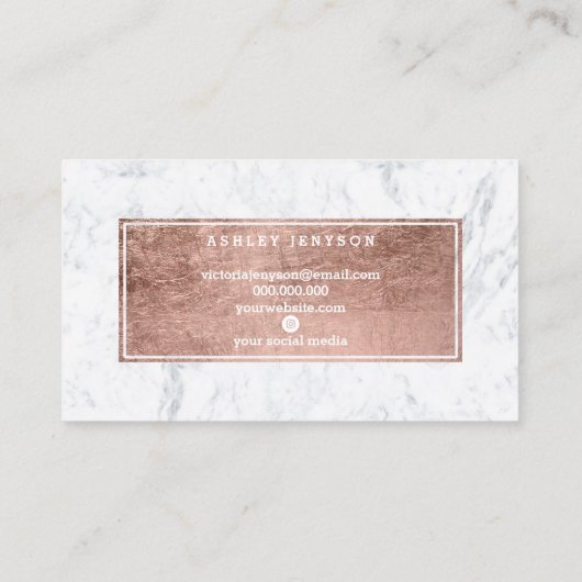 美しい唇のバラ金ゴールドフォイルスクリプト大理石 名刺 (裏面)