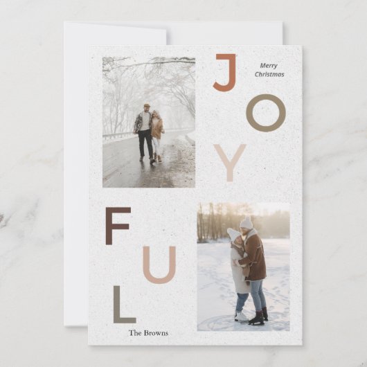 美しい喜びの写真コラージュのクリスマスファミリー シーズンカード (正面)