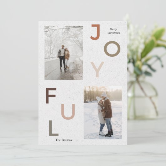 美しい喜びの写真コラージュのクリスマスファミリー シーズンカード (スタンド正面)