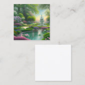 美しい噴水グラフィック スクエア名刺 (正面/裏面)