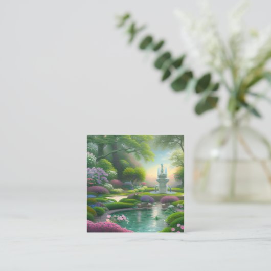 美しい噴水グラフィック スクエア名刺 (スタンド正面)