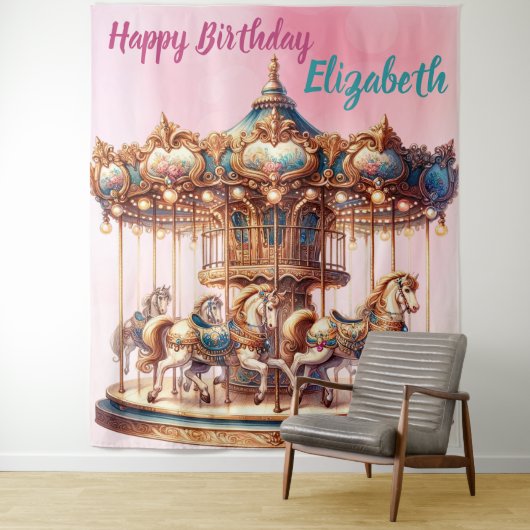 美しい回転木馬の誕生日タペストリー タペストリー (インサイチュ)