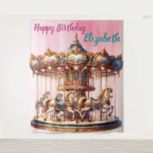 美しい回転木馬の誕生日タペストリー タペストリー (正面)
