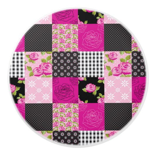 美しい国のパッチワークキルト セラミックノブ (正面)