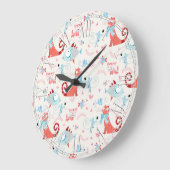 美しい国猫パターン ラージ壁時計 (傾斜)