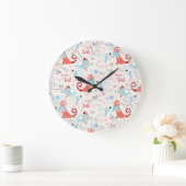 美しい国猫パターン ラージ壁時計 (ホーム)