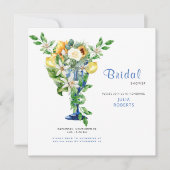 美しい地中海のフローラブライダルシャワー 招待状 (正面)