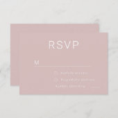 美しい埃っぽいピンクのローズ金ゴールドミニマル結婚リスト 出欠カード (正面/裏面)
