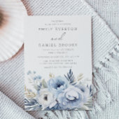 美しい埃っぽいブルー結婚フローラ 招待状