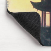 美しい塔のシルエットの芸術の日没の景色 マウスパッド (コーナー)