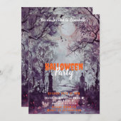 美しい墓地ツリーハローウィンパーティ 招待状 (正面/裏面)