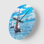 美しい壁時計 – 帆船 ラウンド壁時計 (傾斜)