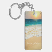 美しい夏のビーチサンセット写真 キーホルダー (正面左)