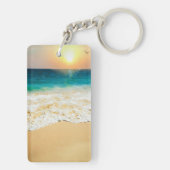 美しい夏のビーチサンセット写真 キーホルダー (裏面)