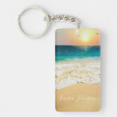 美しい夏のビーチサンセット写真 キーホルダー (正面)