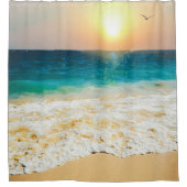 美しい夏のビーチサンセット写真 シャワーカーテン (正面)