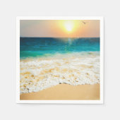 美しい夏のビーチサンセット写真 スタンダードカクテルナプキン (正面)