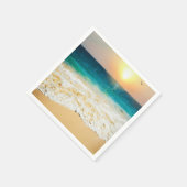美しい夏のビーチサンセット写真 スタンダードカクテルナプキン (角)