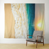 美しい夏のビーチサンセット写真 タペストリー (インサイチュ(横))