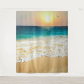 美しい夏のビーチサンセット写真 タペストリー (正面)