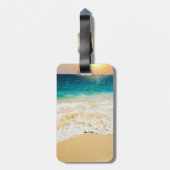 美しい夏のビーチサンセット写真 ラゲッジタグ (裏面縦)