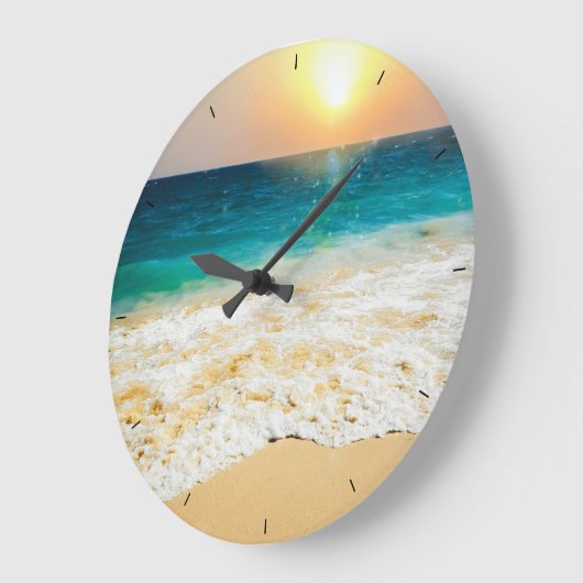 美しい夏のビーチサンセット写真 ラージ壁時計 (傾斜)